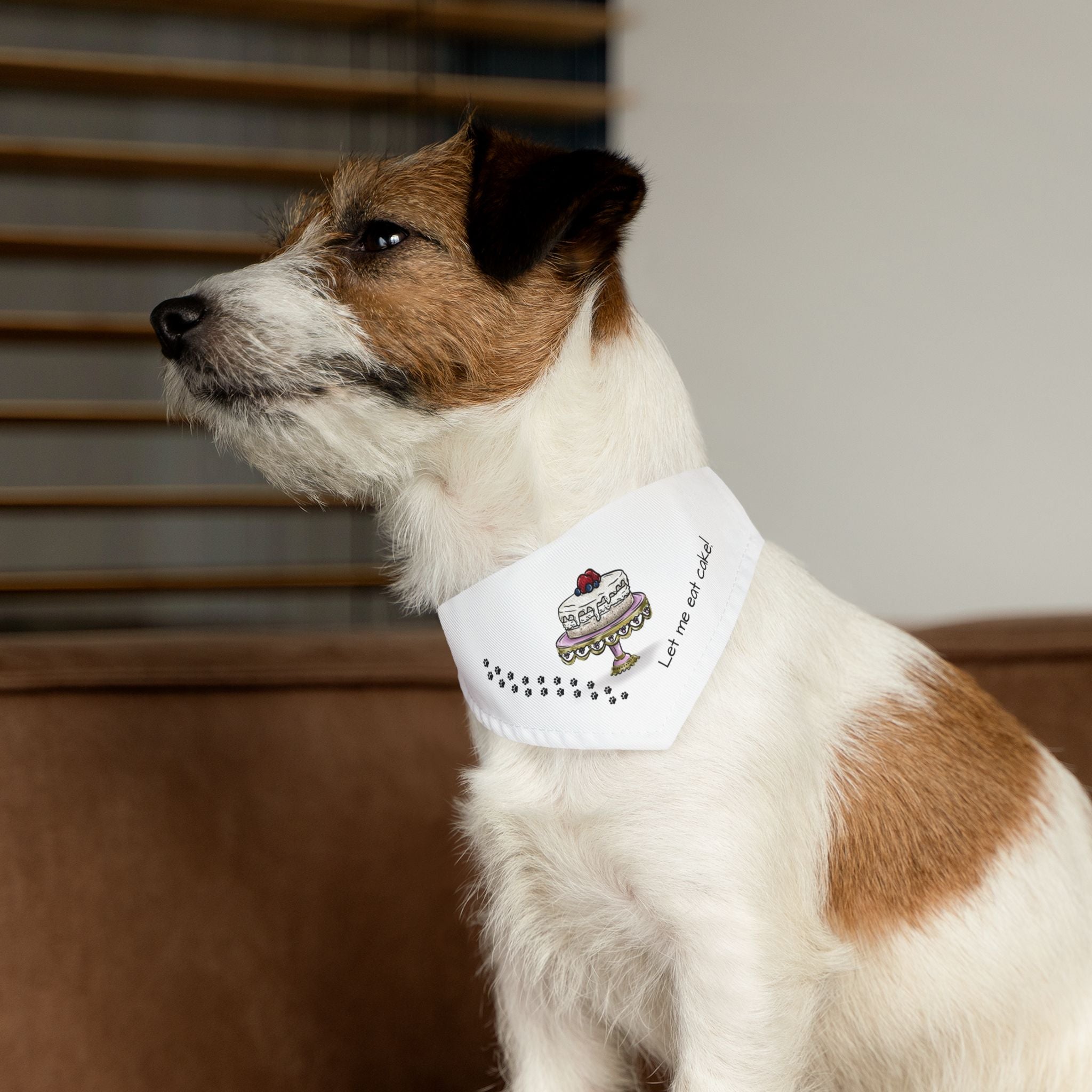 Cute Pet Bandana Collar for Dogs, Let Me Eat Cake Dog Scarf, Birthday Pet Accessory, Fun Dog Fashion, Pet Party Wear