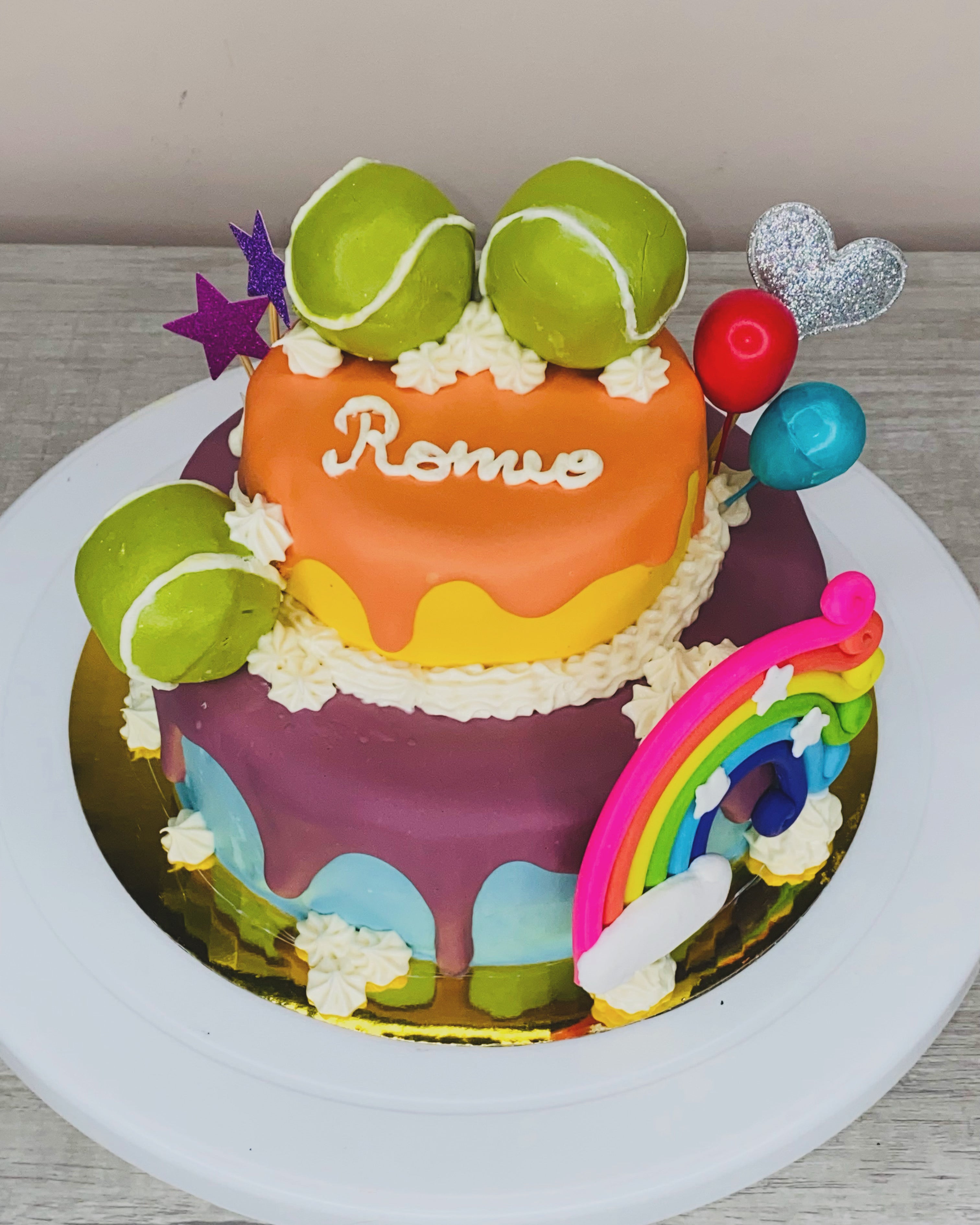 Tiered Rainbow Dog Cake