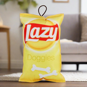 Potato chip bag shaped dog toy